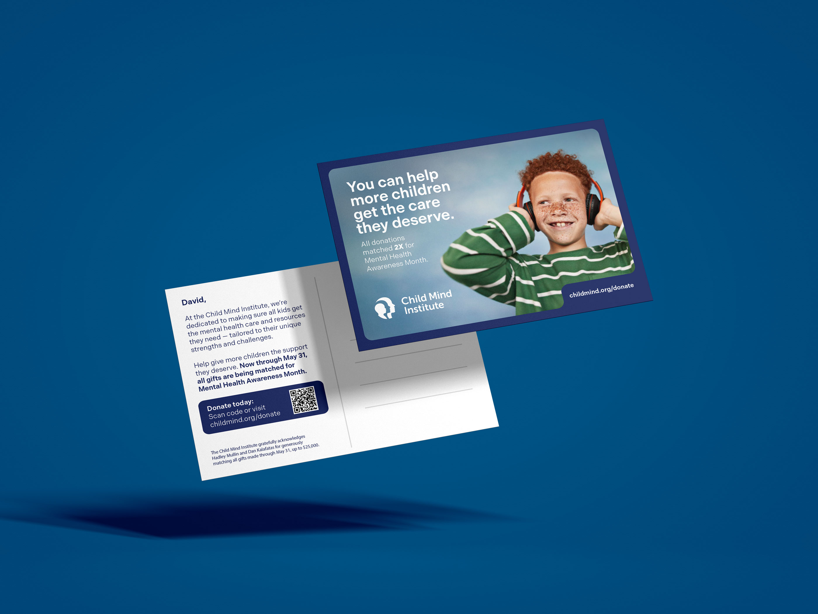 Tantrum Agency fundraising campaign for New York City-based Child Mind Institute shown through Feelings Meet Facts direct-mail materials