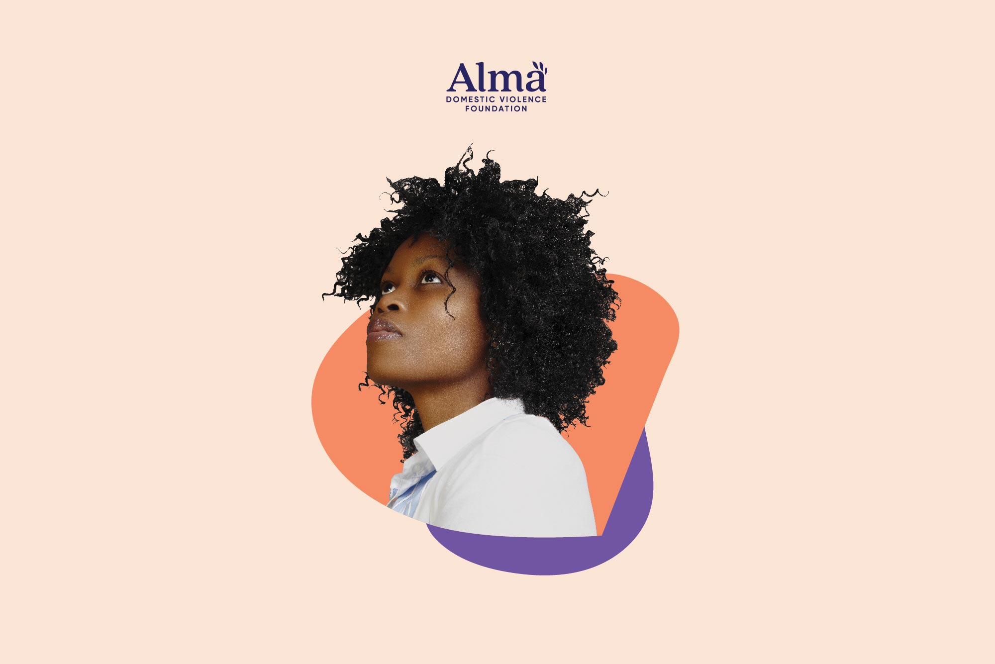 Tantrum Agency brand identity for Alma Domestic Violence Foundation featuring portrait photography, logo and graphic shapes