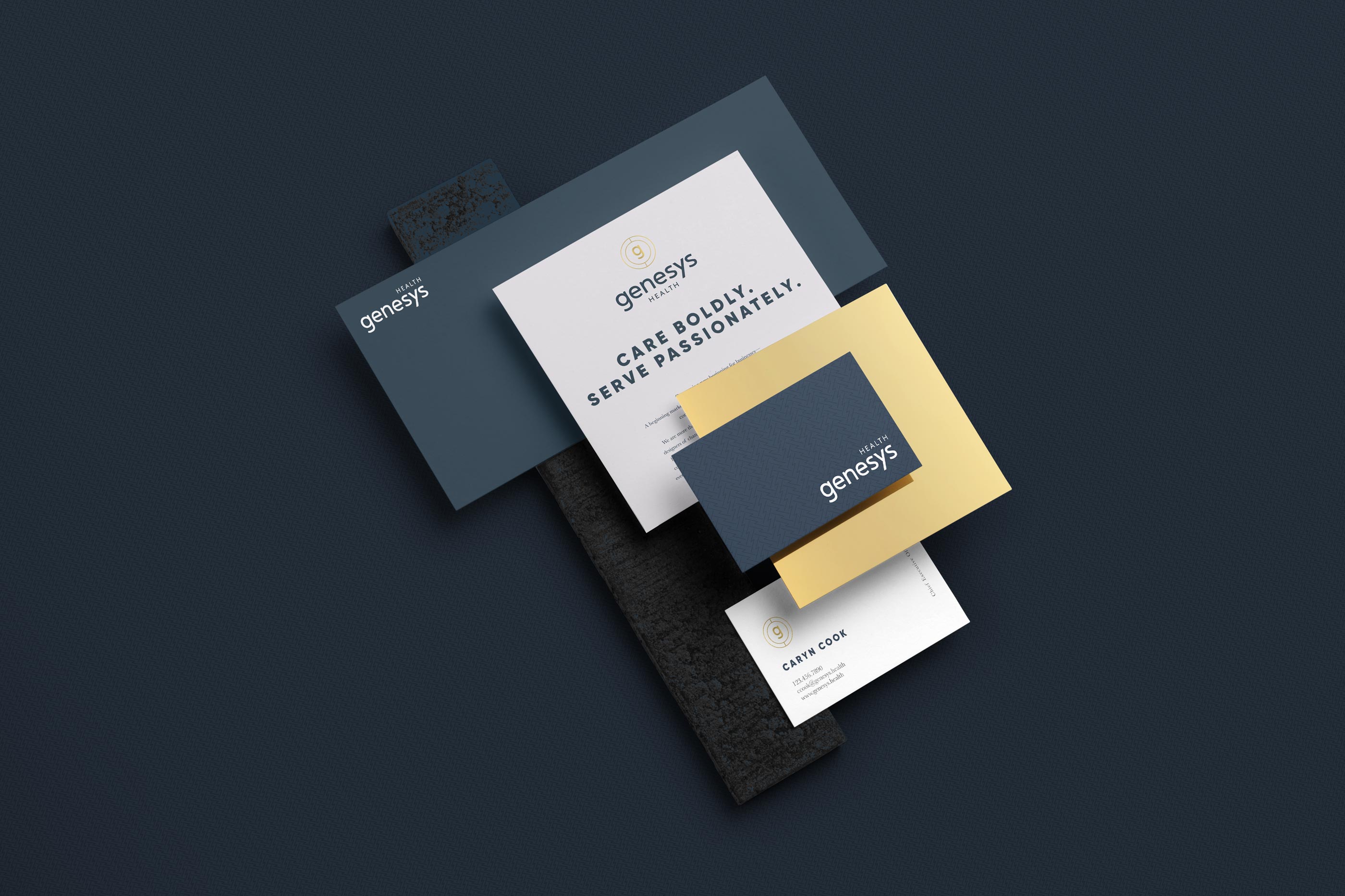 Genesys Health stationery and printed brand materials designed by Tantrum Agency