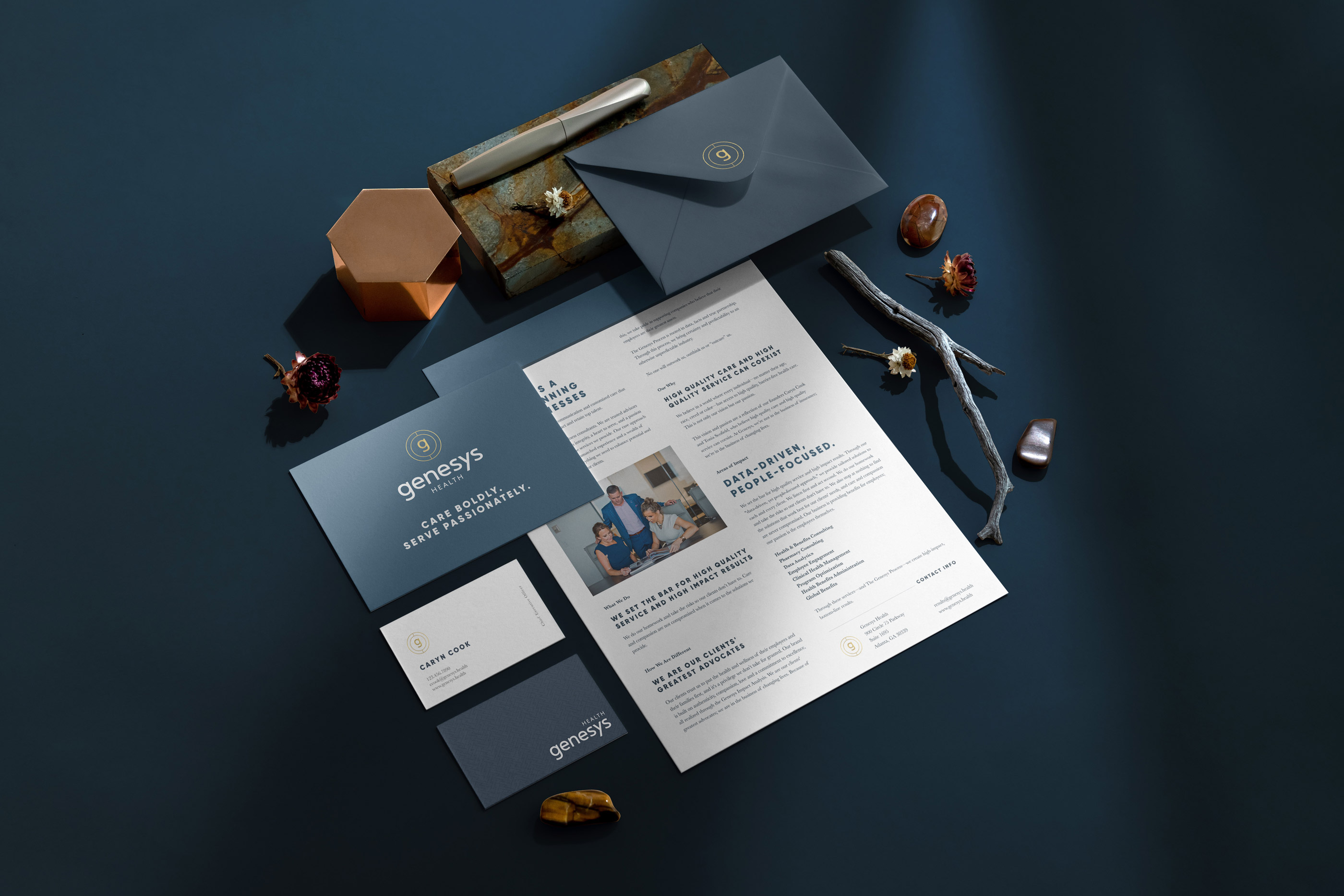 Genesys Health stationery system designed by Tantrum Agency