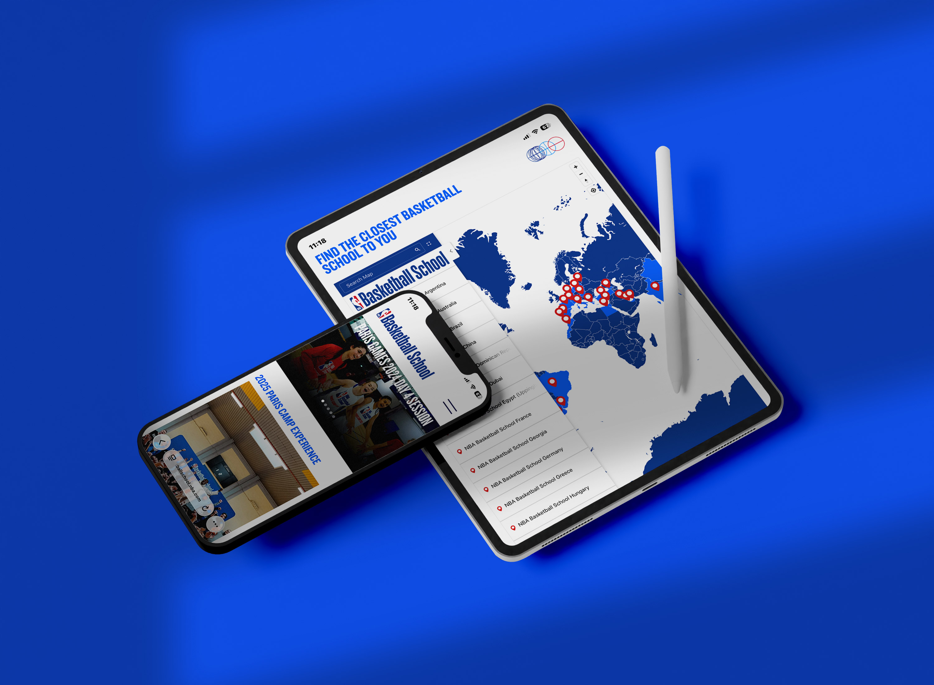 NBA Basketball Schools digital experience by Tantrum Agency displayed on a tablet