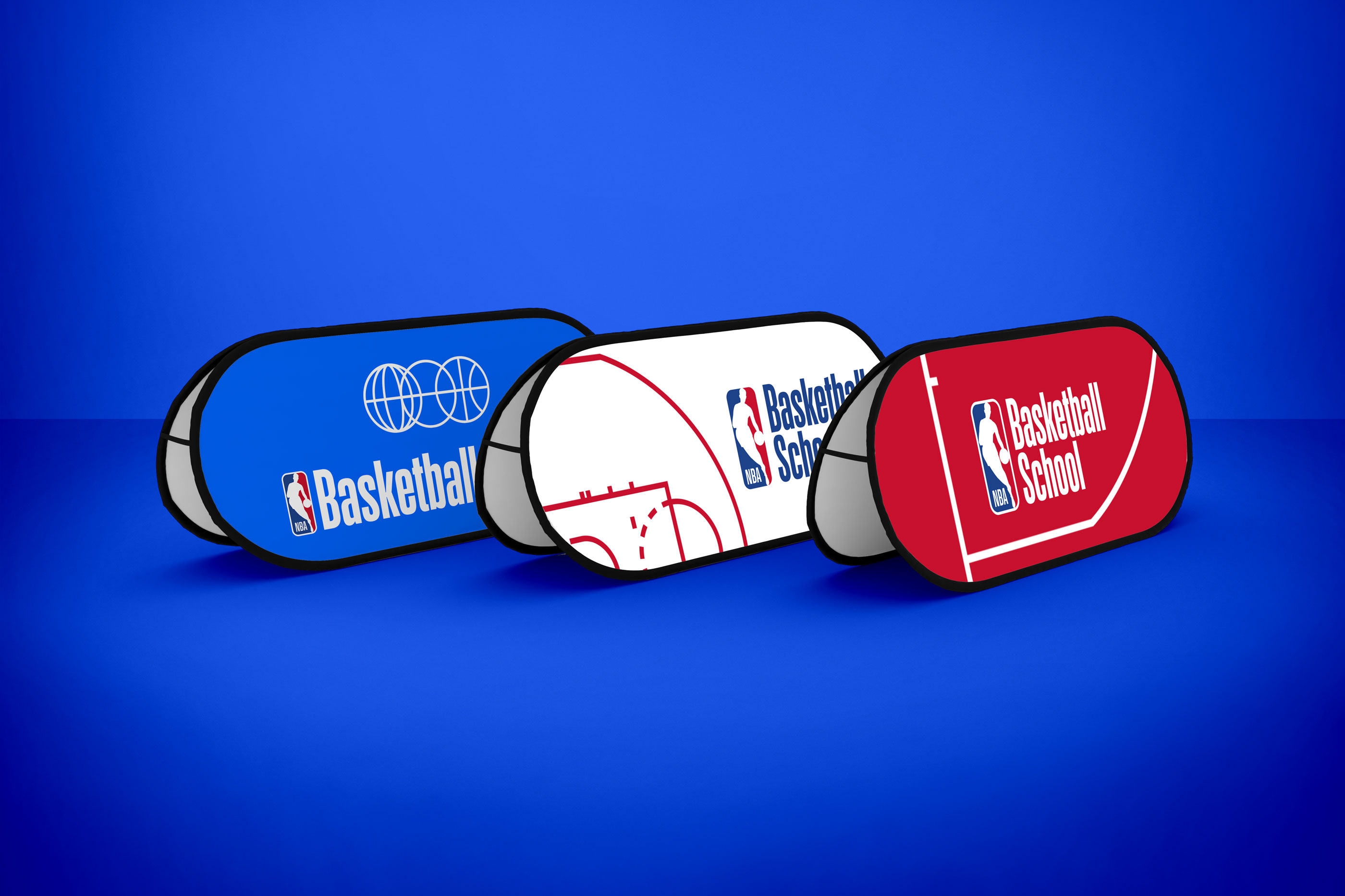 NBA Basketball Schools event and signage system designed by Tantrum Agency for international program partners