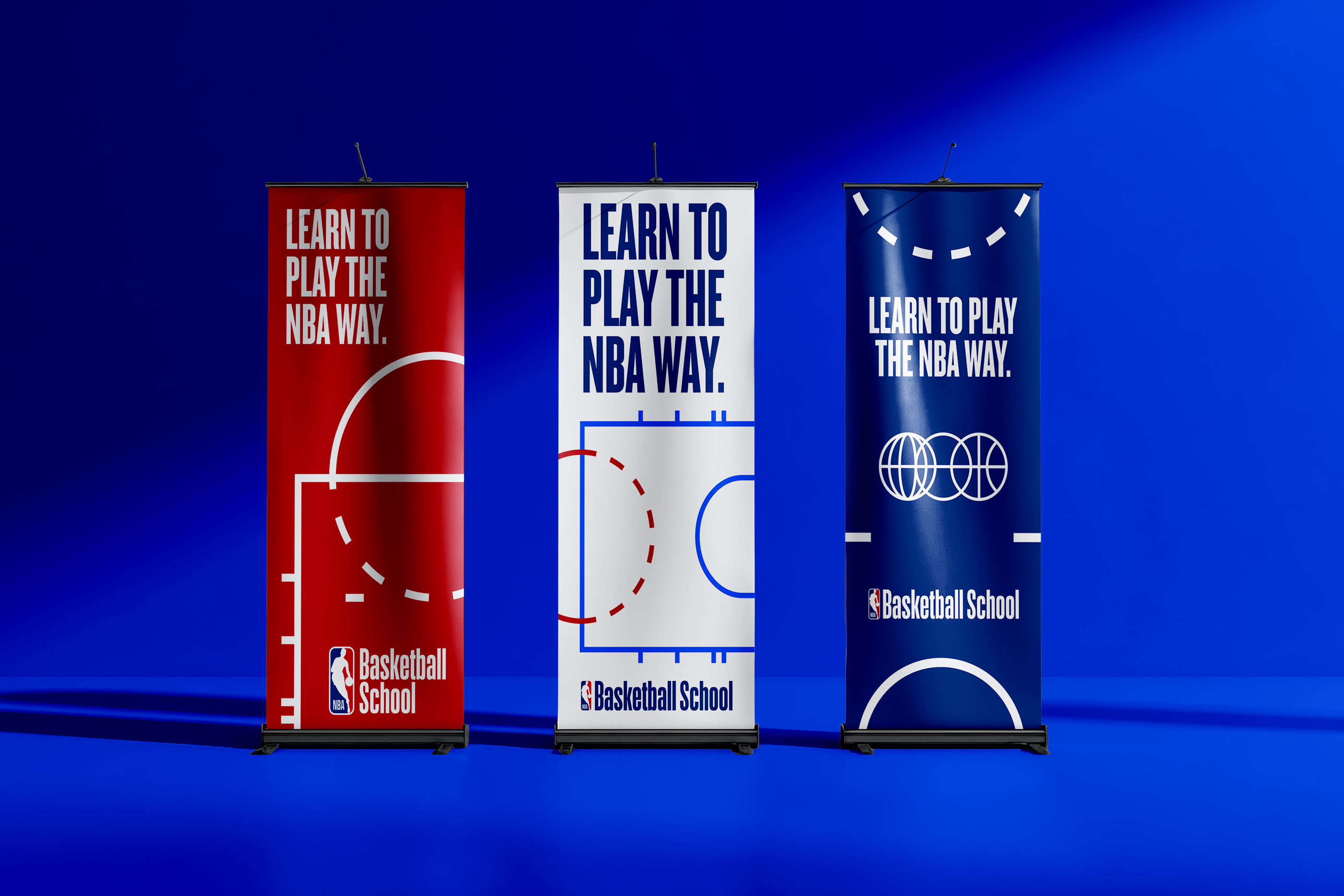 NBA Basketball Schools event and signage system designed by Tantrum Agency for international program partners