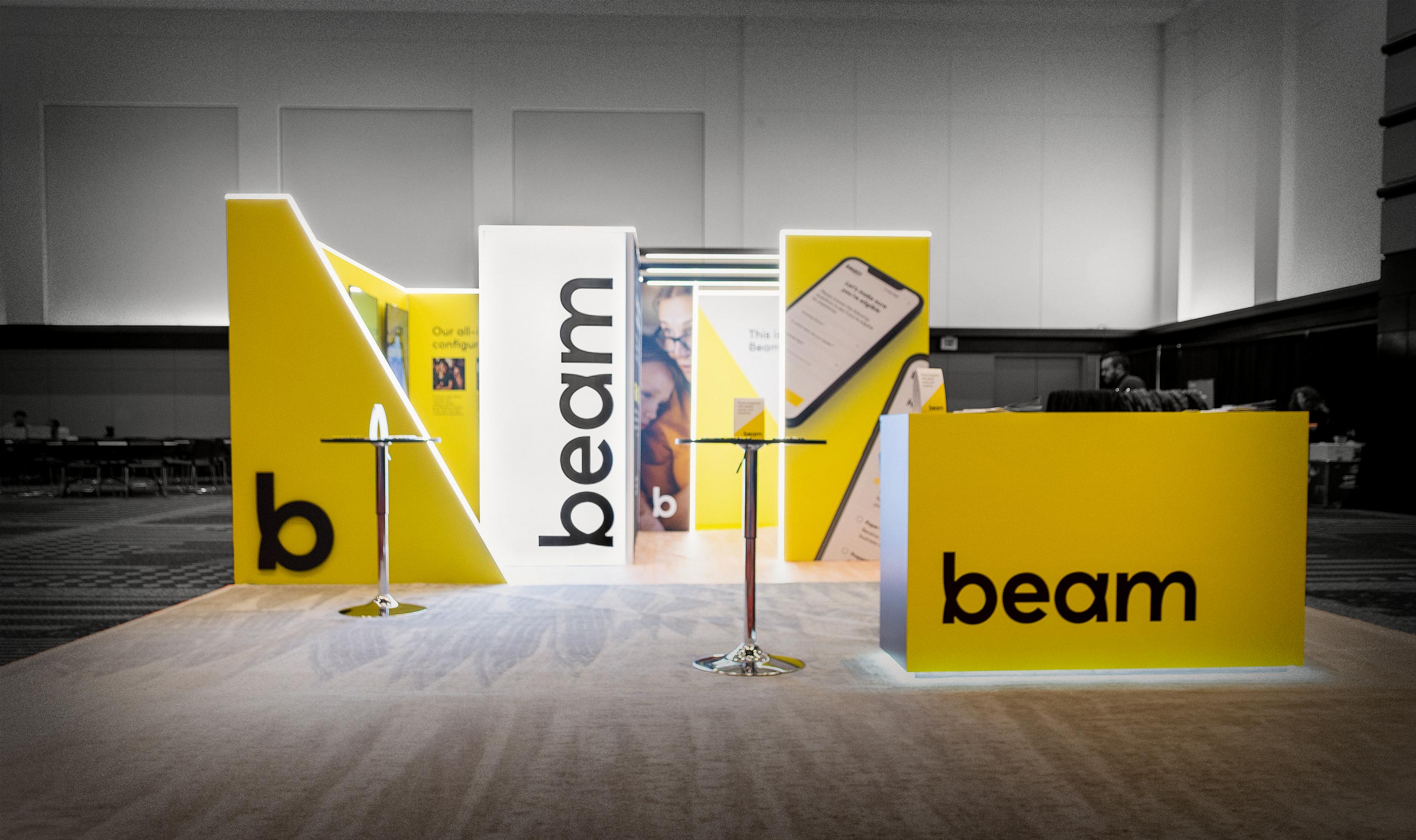 Tantrum Agency environmental branding for Beam at Cities Summit of the Americas featuring bold exhibit graphics and signage