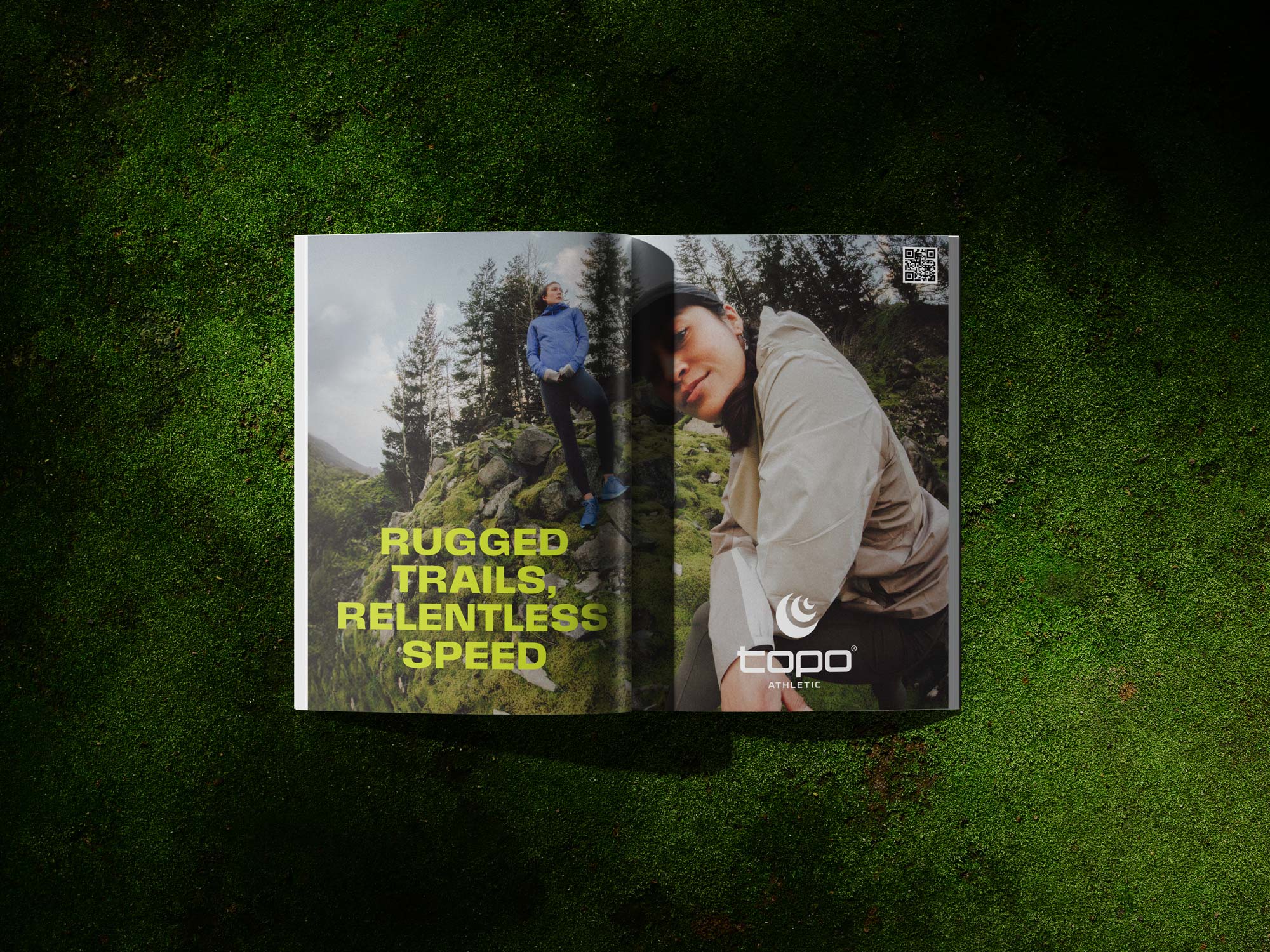 Tantrum Agency MTN Racer 4 print campaign for Topo Athletic shown in a magazine layout