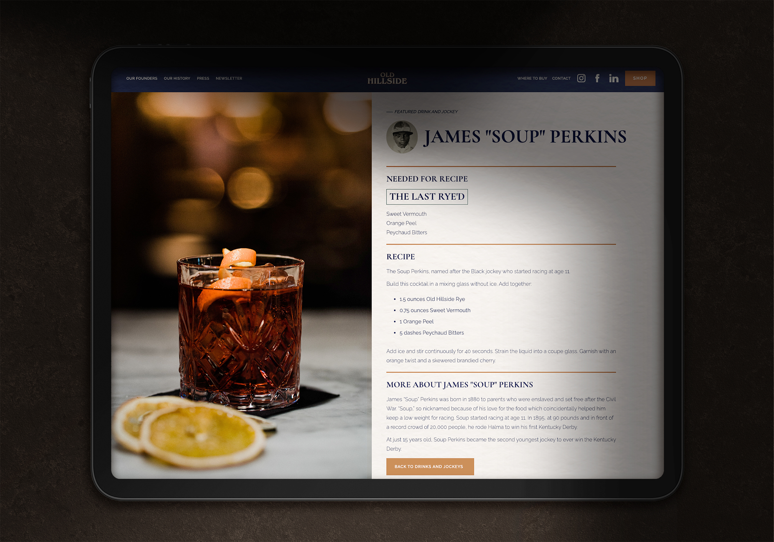 Tantrum Agency Old Hillside Bourbon Company brand experience featuring a bourbon cocktail
