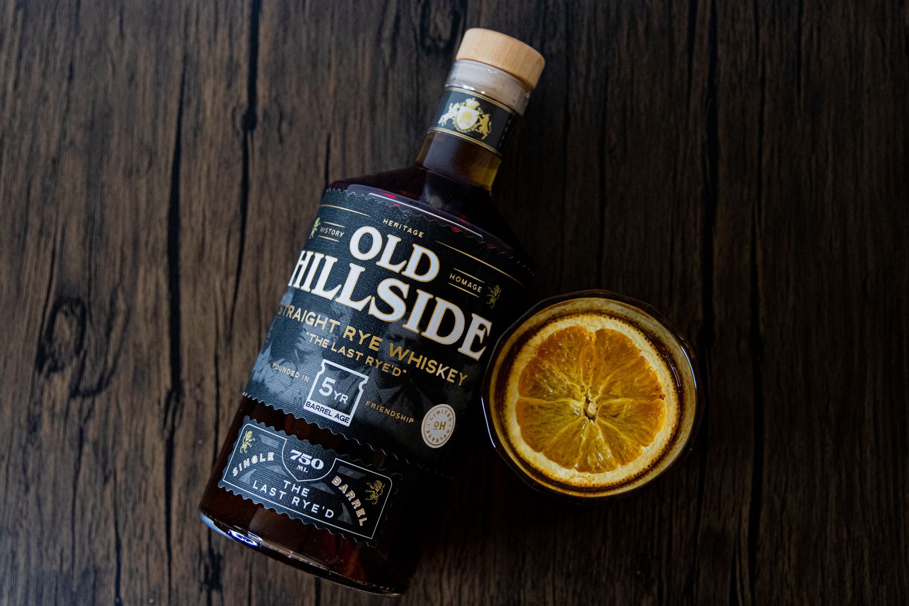 Tantrum Agency spirits and alcohol branding for Old Hillside Bourbon Company featuring a bourbon bottle and cocktail styling