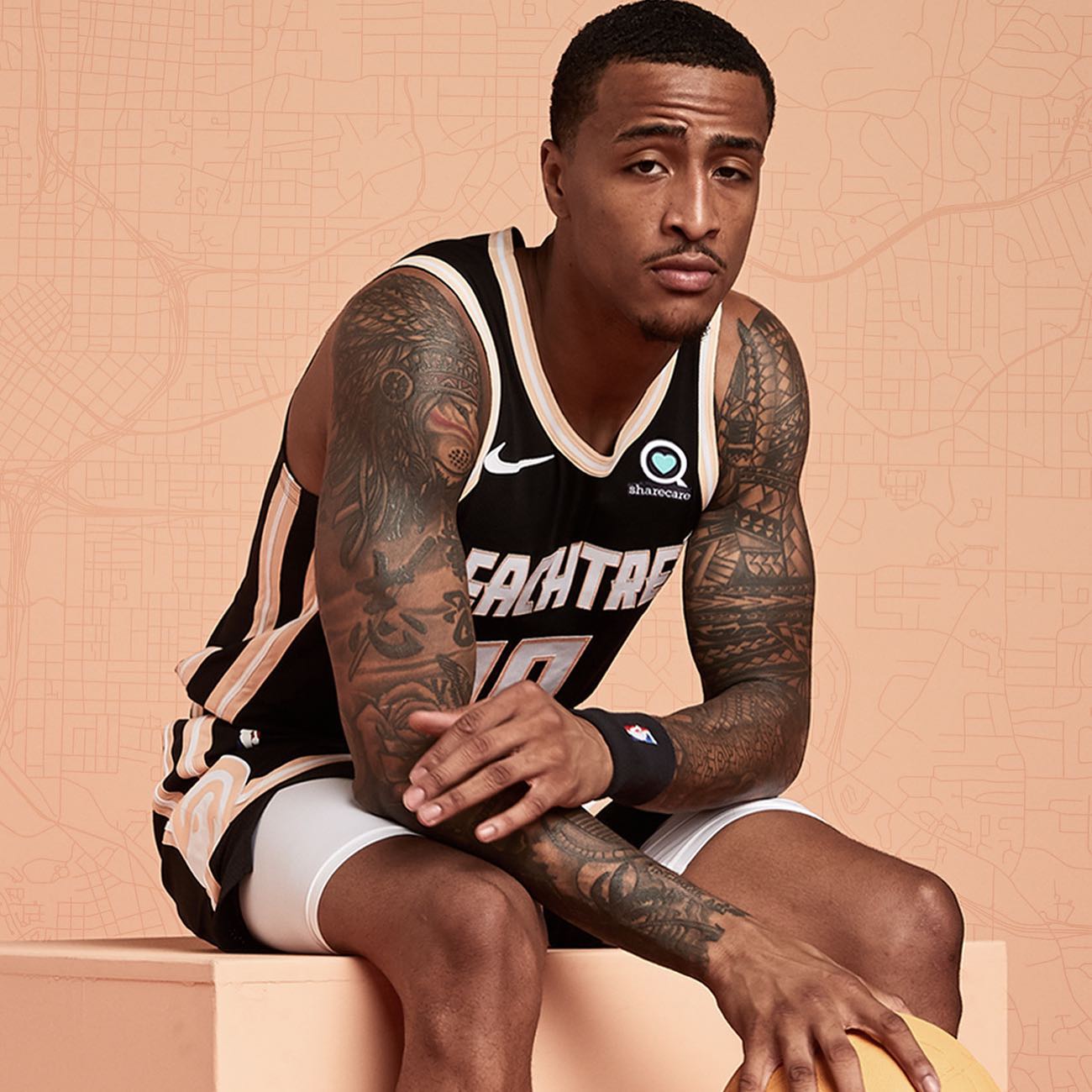 Atlanta Hawks Peachtree City Edition campaign photography featuring the peach-toned uniform concept by Tantrum Agency