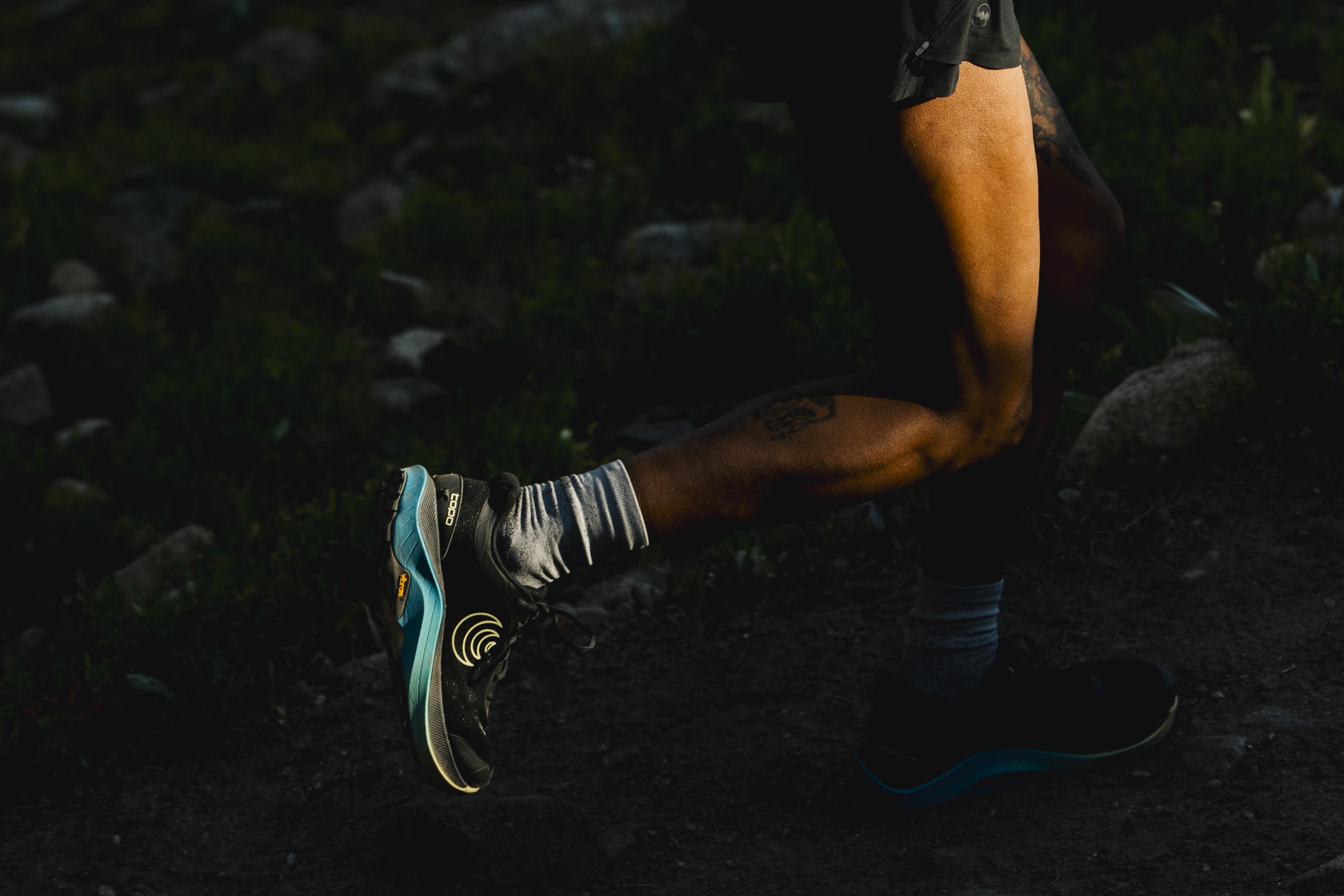 Tantrum Agency Topo Athletic campaign photography featuring a trail runner outdoors