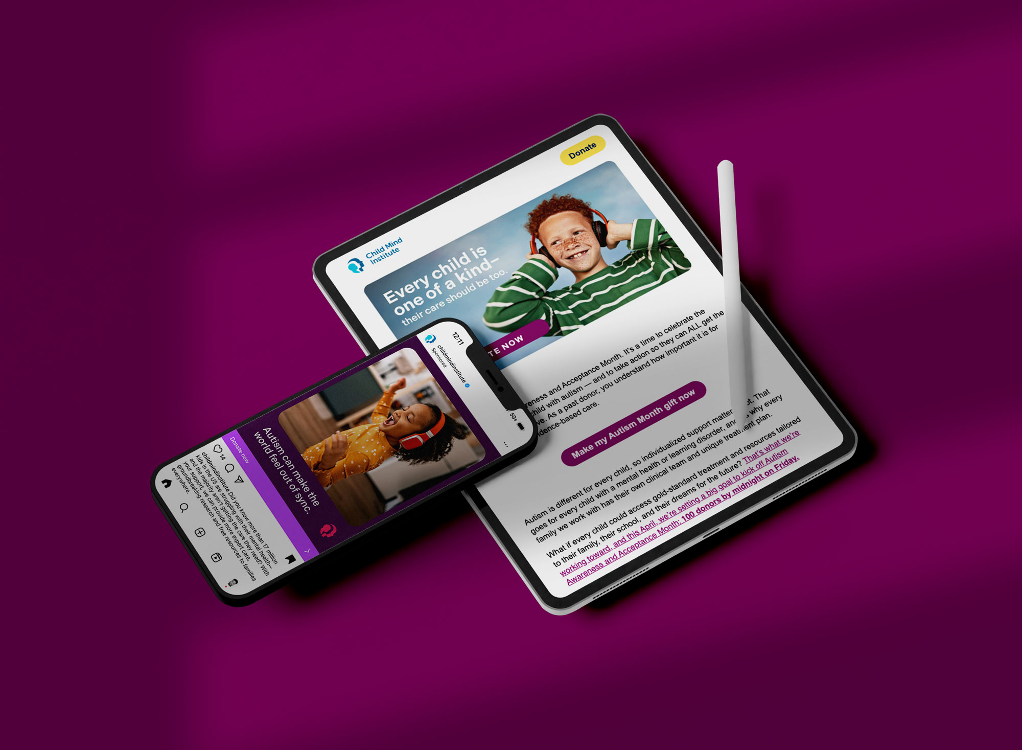 Tantrum Agency social campaign for Child Mind Institute featuring Feelings Meet Facts mental health awareness messaging