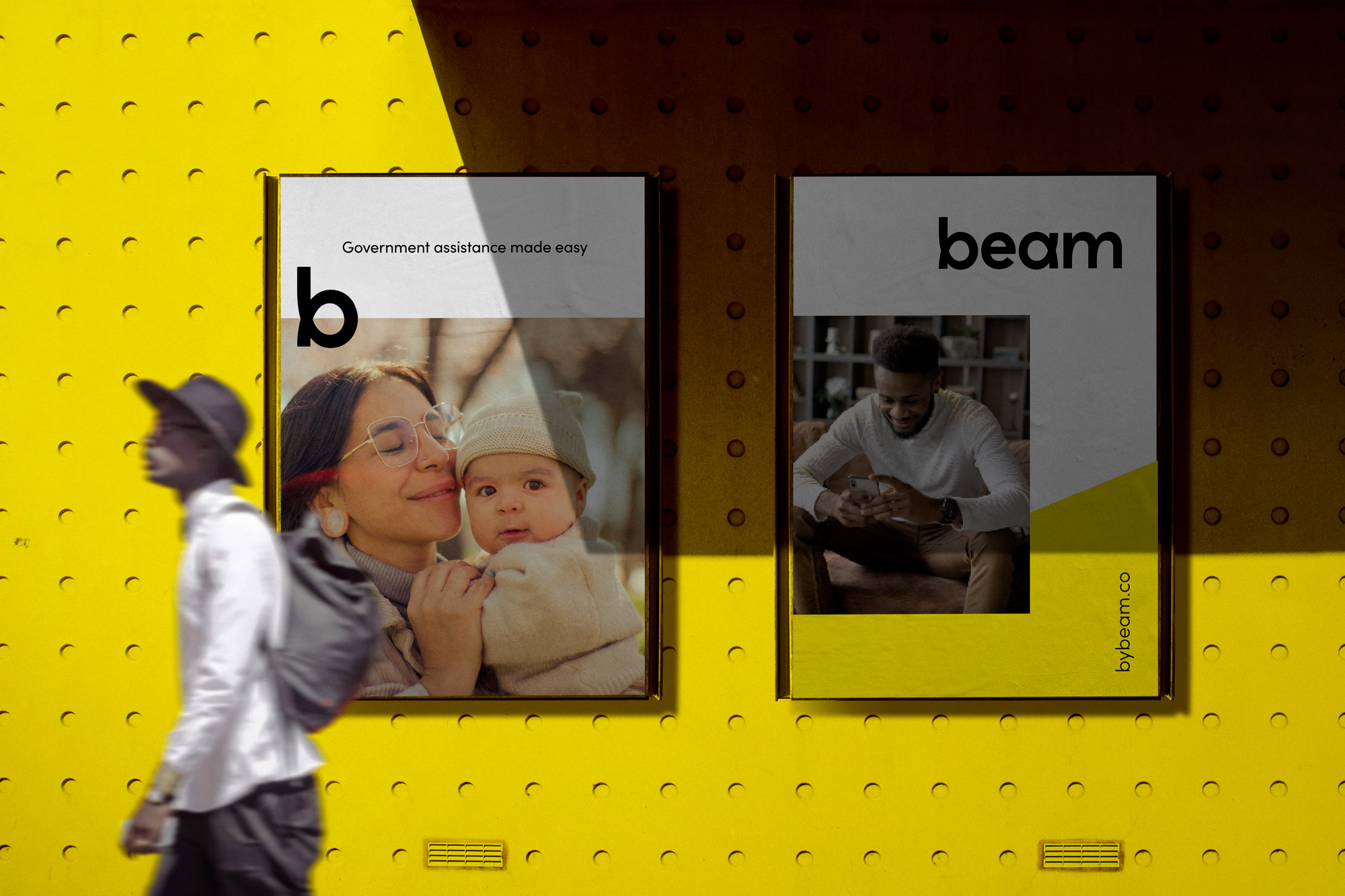 Tantrum Agency rebrand for Beam shown across colorful poster designs featuring the new visual identity