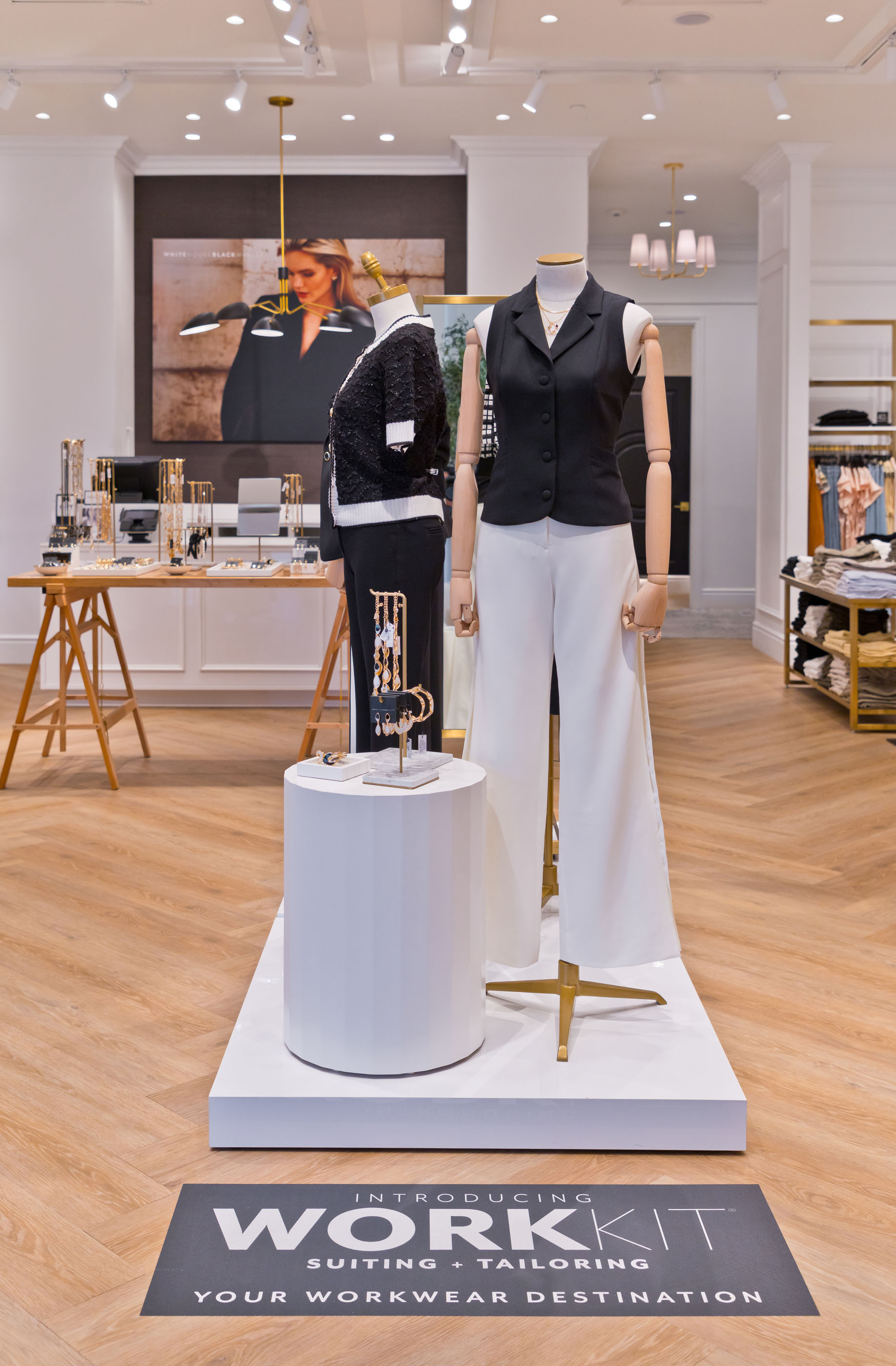 Tantrum Agency Work Kit campaign for White House Black Market shown in an in-store fashion display