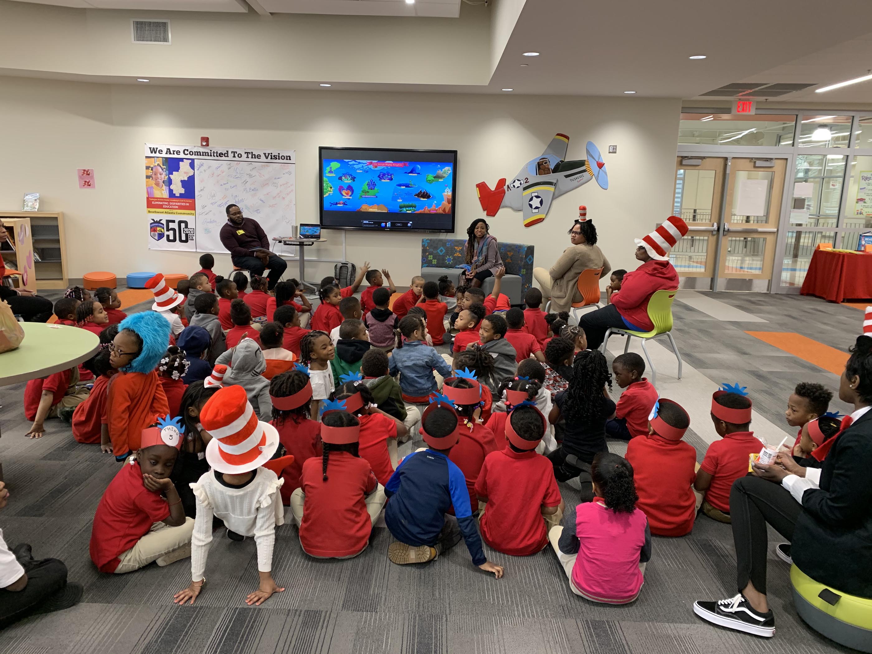 Tantrum Agency team volunteering at Tuskegee Elementary School on Read Across America Day