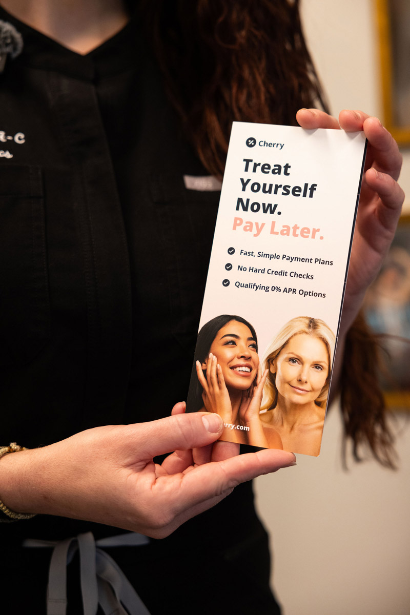 Cherry payment plan brochure offered at Envy Me Aesthetics for flexible treatment financing.