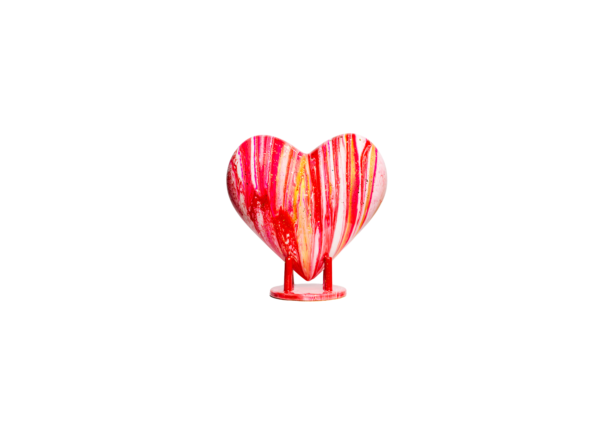 Modern heart sculpture designed to make a bold, artistic statement anywhere in your home. A beautiful décor piece for shelves, desks, nightstands, or gifting. Includes the full experience, all materials, and your finished sculpture professionally coated with a high-gloss resin finish.