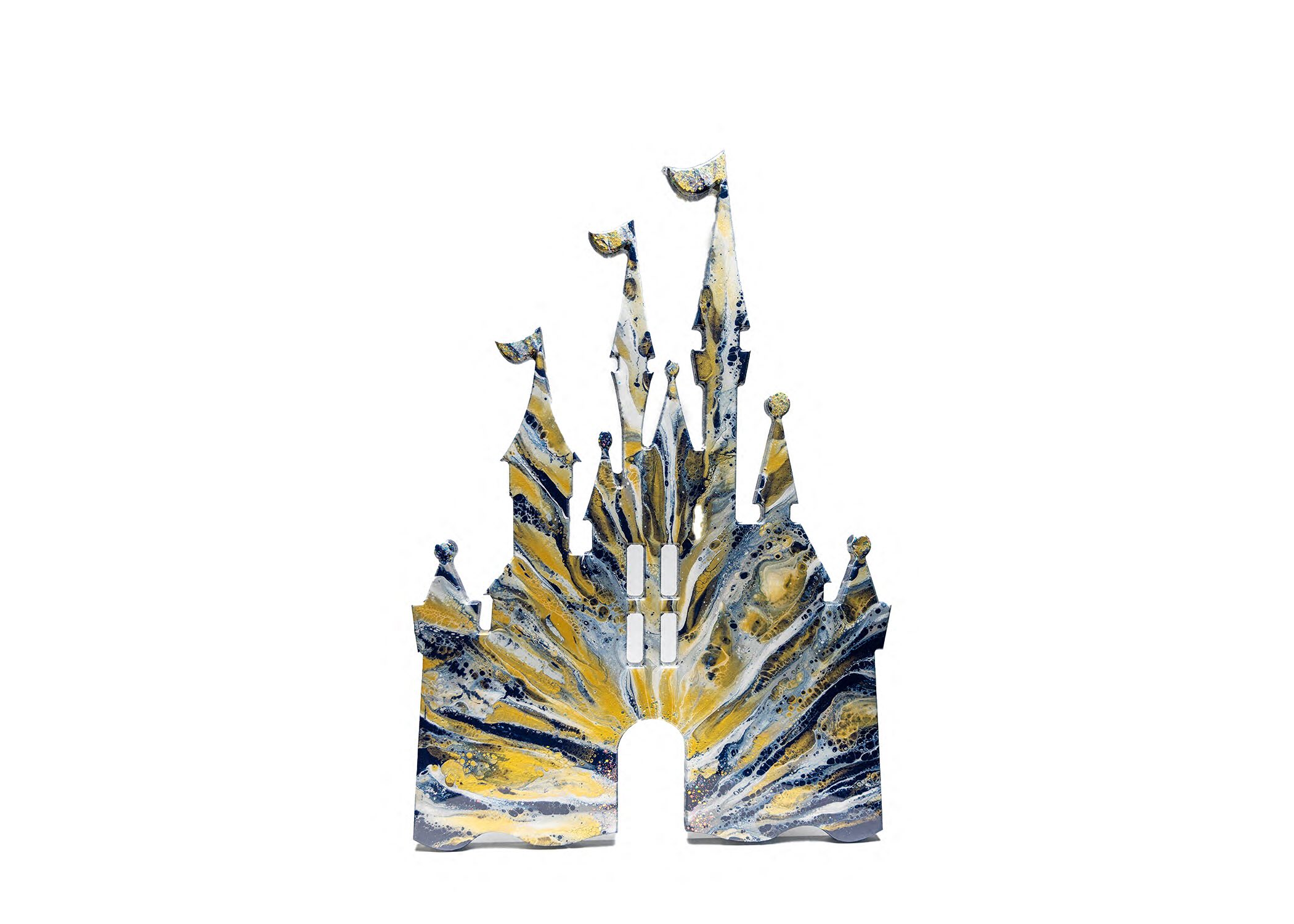 Castle-inspired wooden wall décor with a magical abstract finish. Whimsical, elegant, and designed to bring a little fantasy and wonder into your space. Display-ready with a hanger attached to the back for easy wall mounting. Includes the full experience, all materials, and your finished piece professionally coated with a high-gloss resin finish.