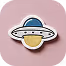 Cartoon-style illustration of a UFO with a smiling face and a blue dome on top.