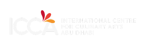International Centre for Culinary Arts Abu Dhabi logo with stylized red and orange shapes above the letter A in ICCA.