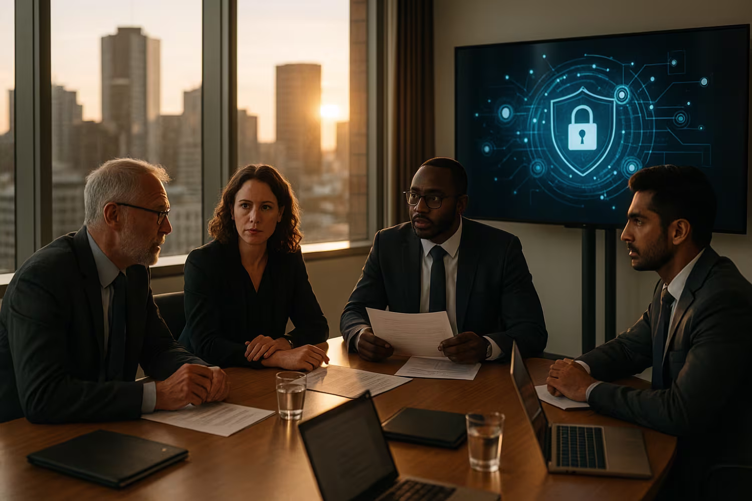 Discussing cybersecurity, Brisbane office