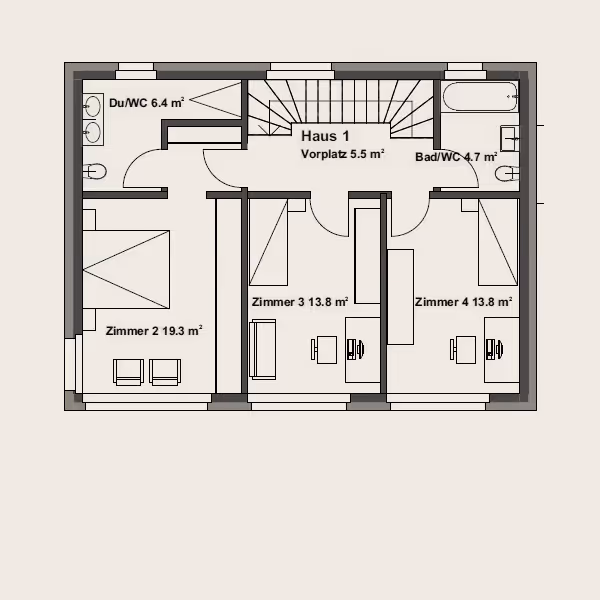 Haus 1, Obergeschoss