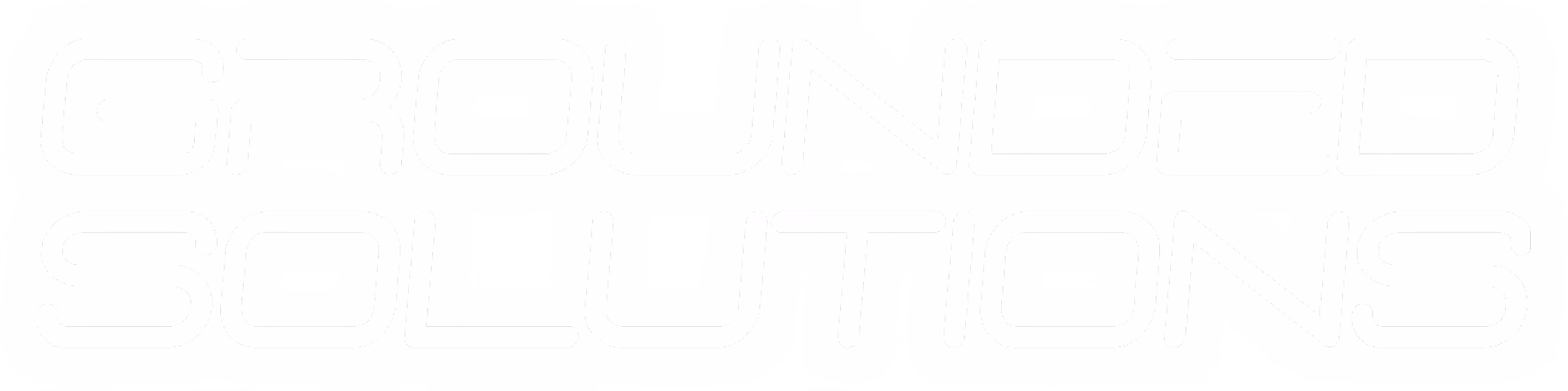 White outlined text reading 'Grounded Solutions' on a transparent background.