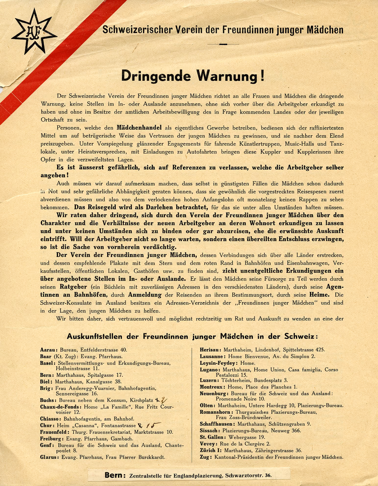Flugblatt, ca. 1930, Sozialarchiv