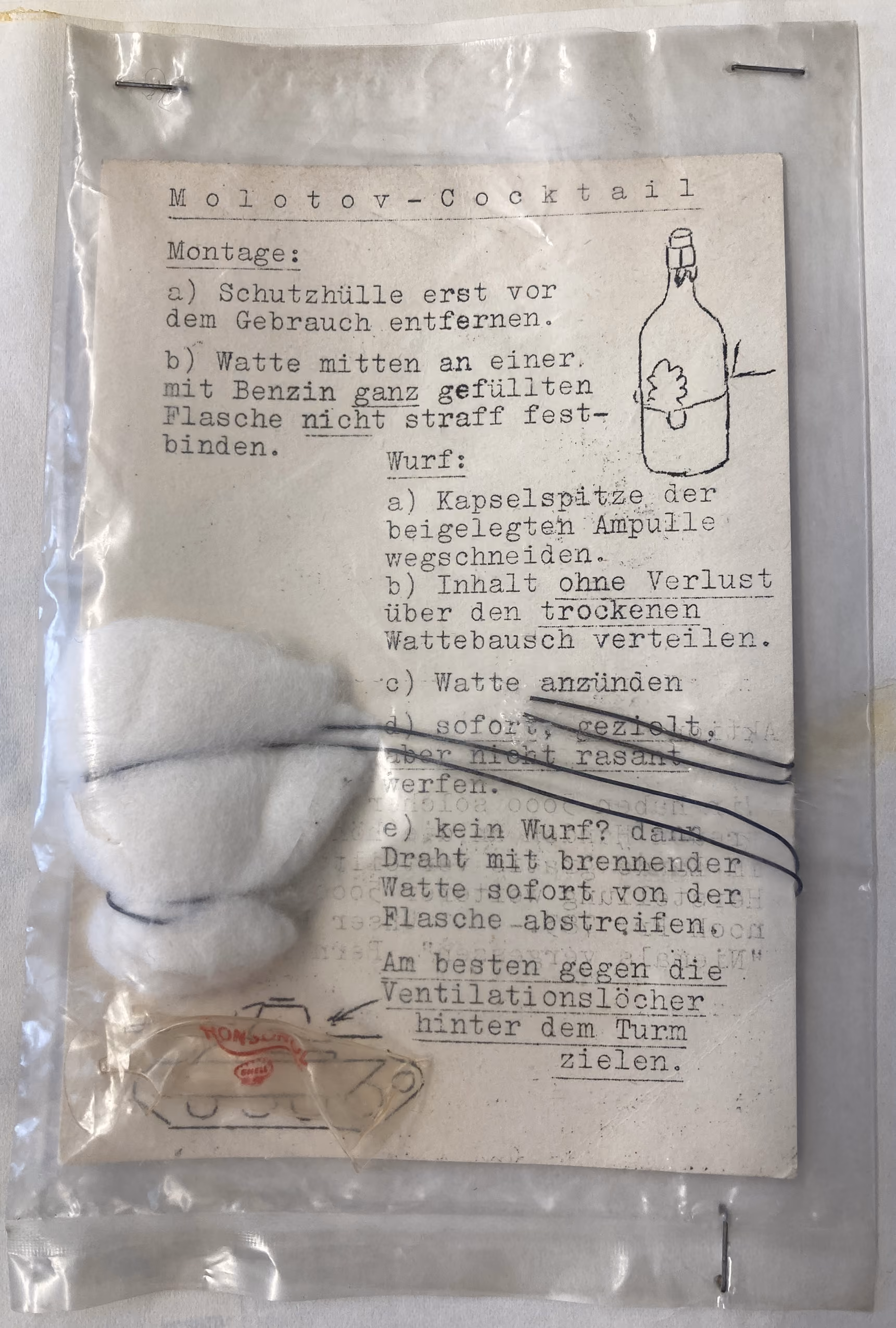 Anleitung für den Bau eines Molotowcocktails, 1956, Sozialarchiv