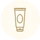 Simple line drawing of a cream tube with a circle on the label.