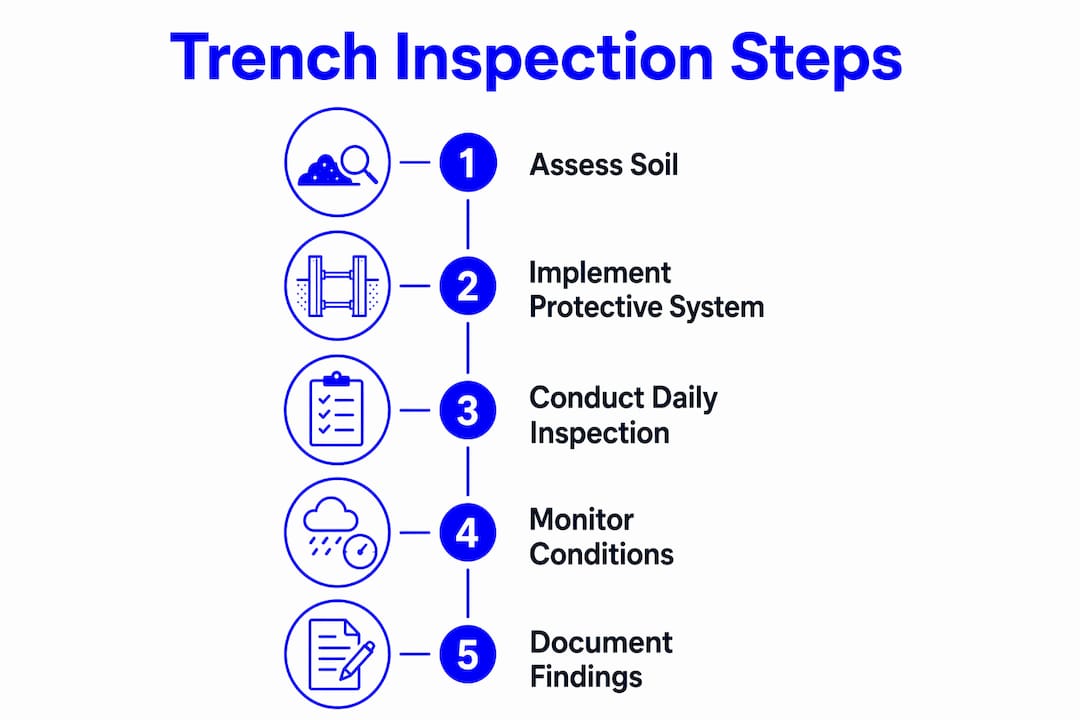 Infographic showing trench inspection key steps