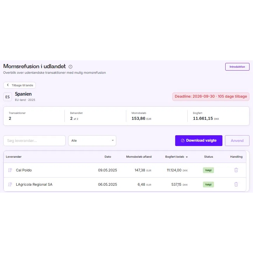 Momsrefusion i udlandet VhAT automatiserings feature