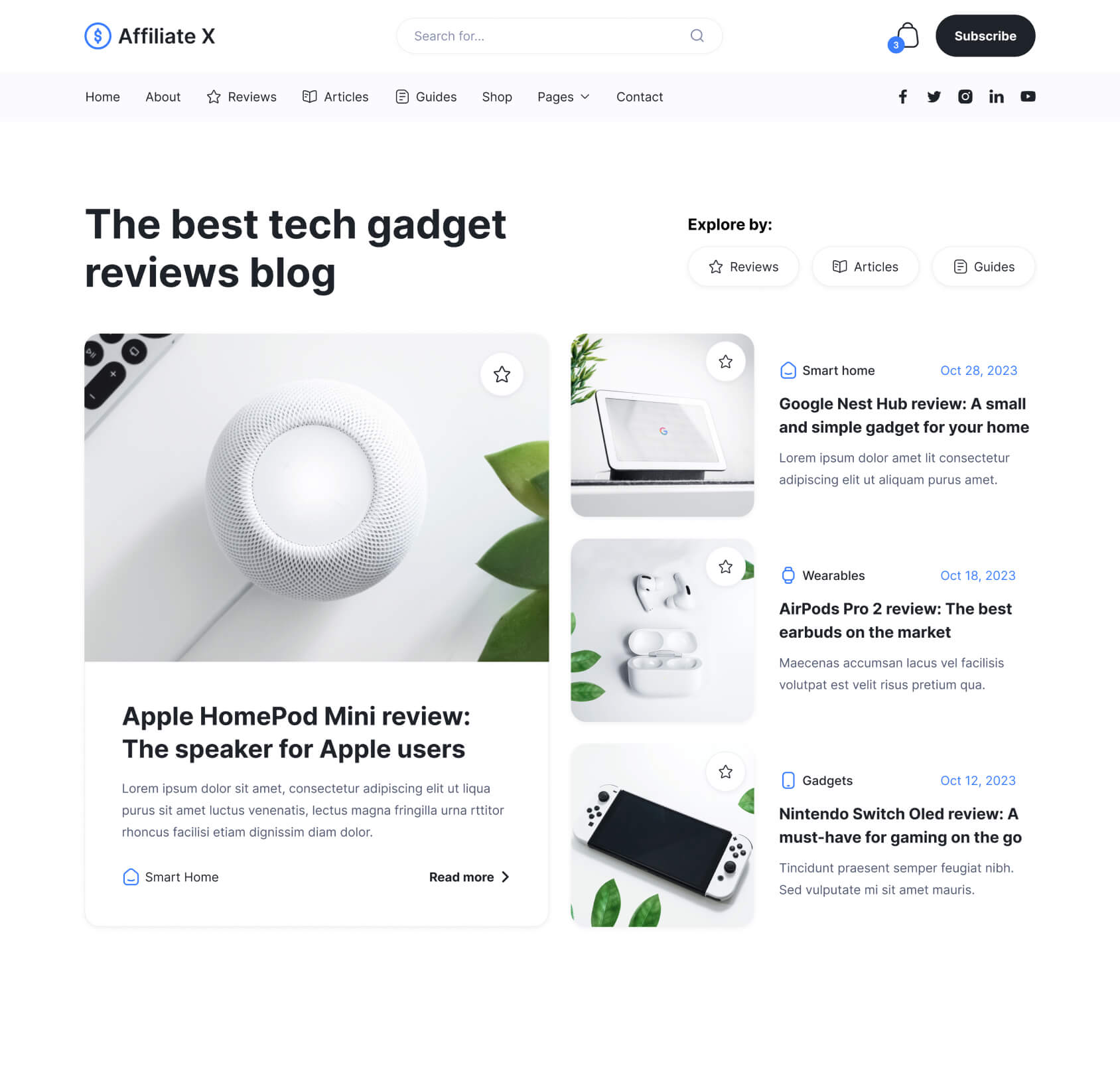 Affiliate X - Home Page - Affiliate Blog Site Webflow Template