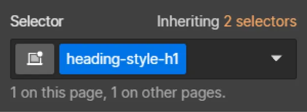 style panel indicating heading class of a webflow project