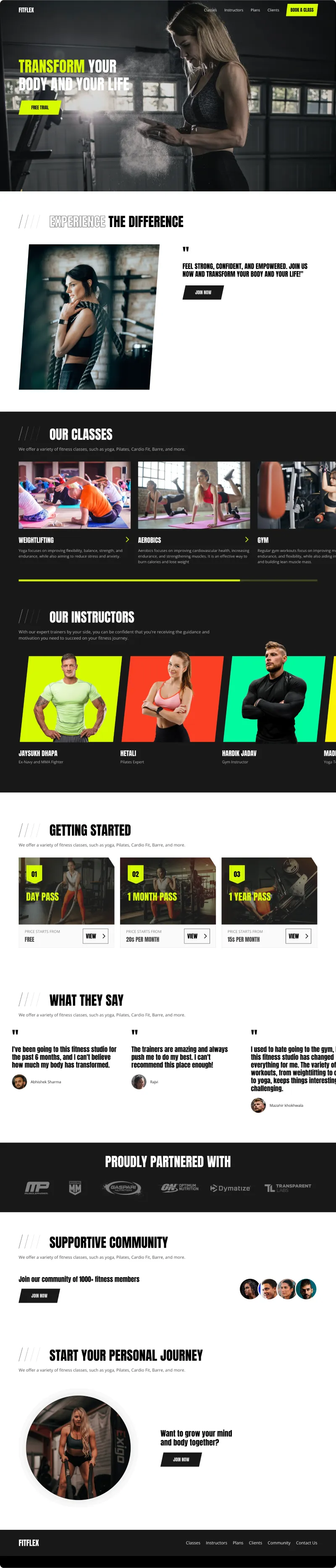 FitFlex website design