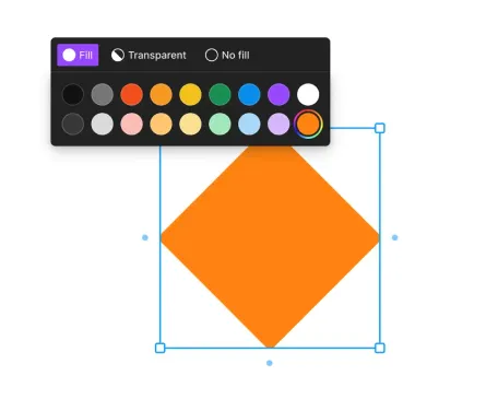 Figma color picker panel with fill color options