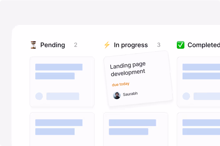 Webflow development task board showing pending, in progress and completed requests