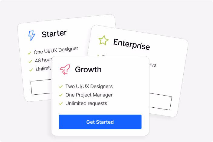 Webflow subscription plan selection showing Starter, Growth and Enterprise options