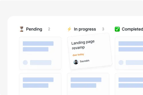 Webflow development task board showing pending, in progress and completed requests