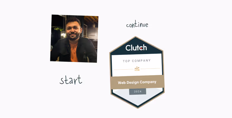 Founder photo with Clutch Top Web Design Company badge
