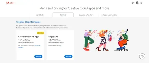 Adobe Creative Cloud All Apps plan for business and teams