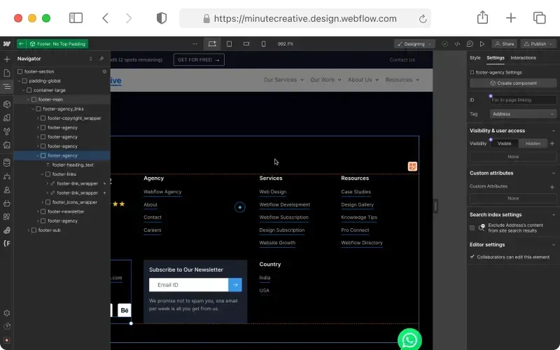 address semantic tag in webflow