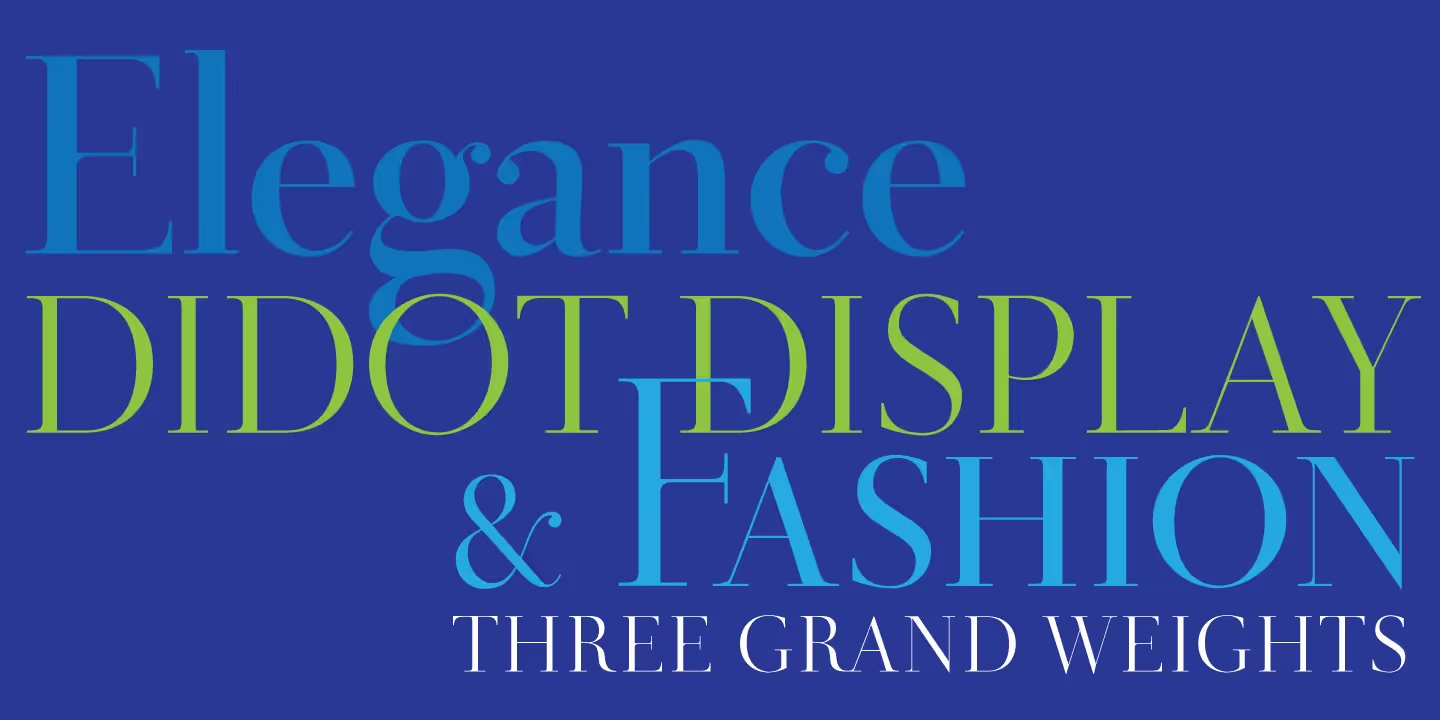 Didot typeface sample text on dark blue background