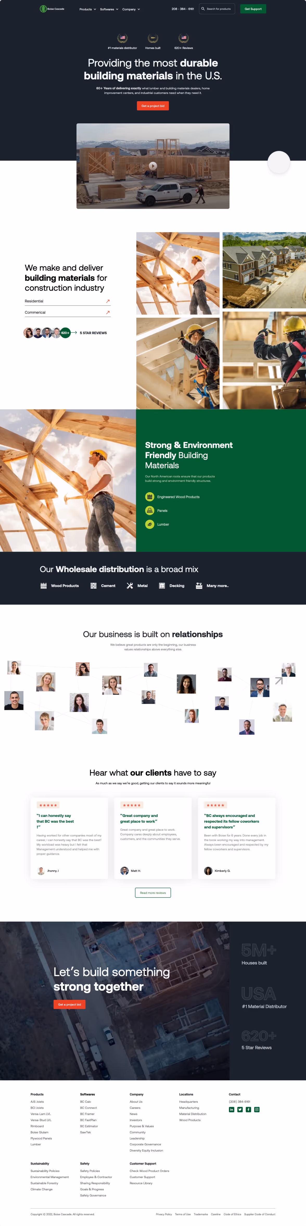 Boise Cascade website after transformation