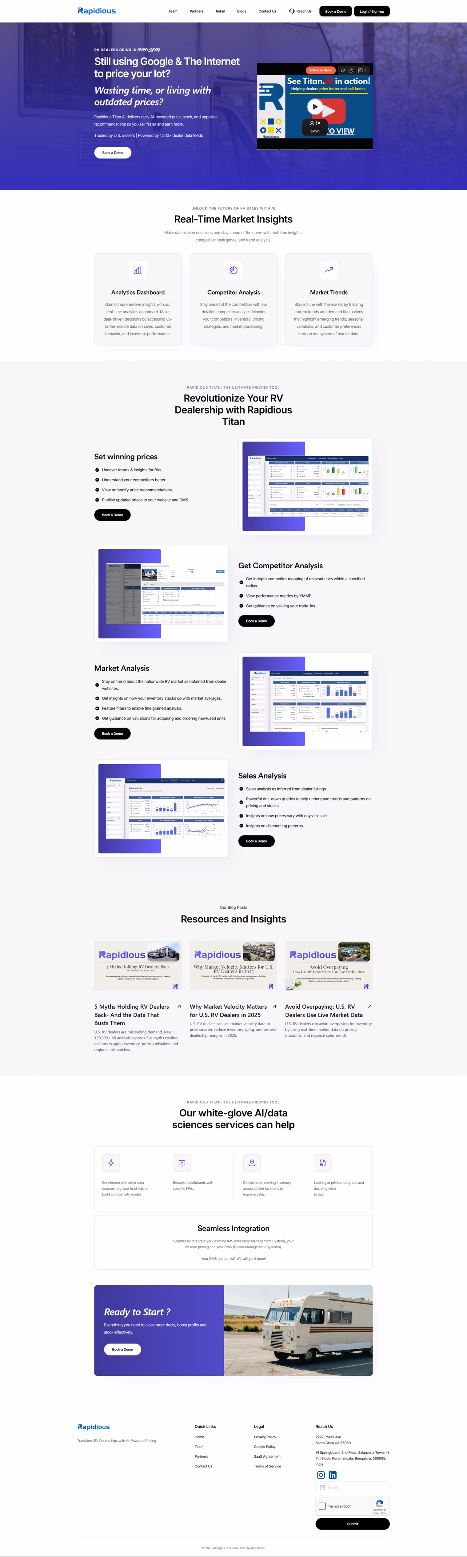 Rapidious website before transformation