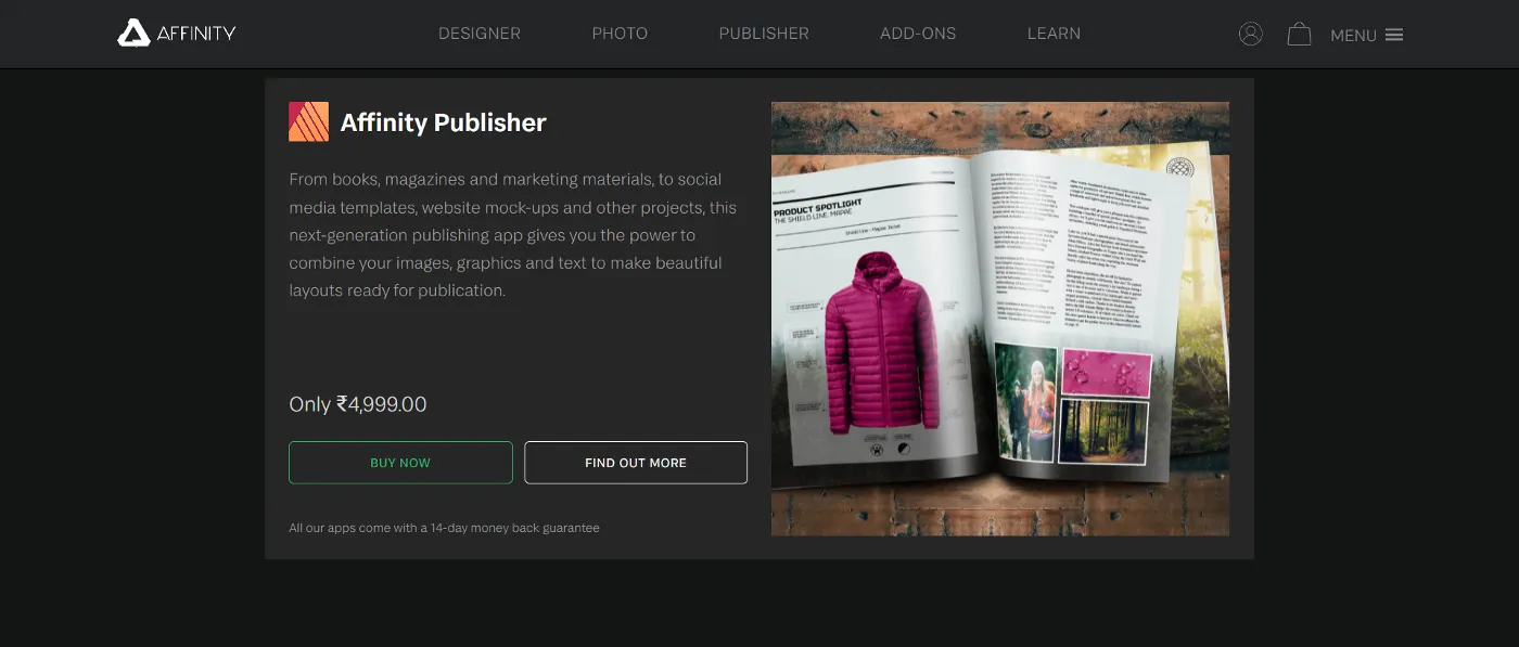 Affinity Publisher pricing for people who want to print books, magazines and marketing materials