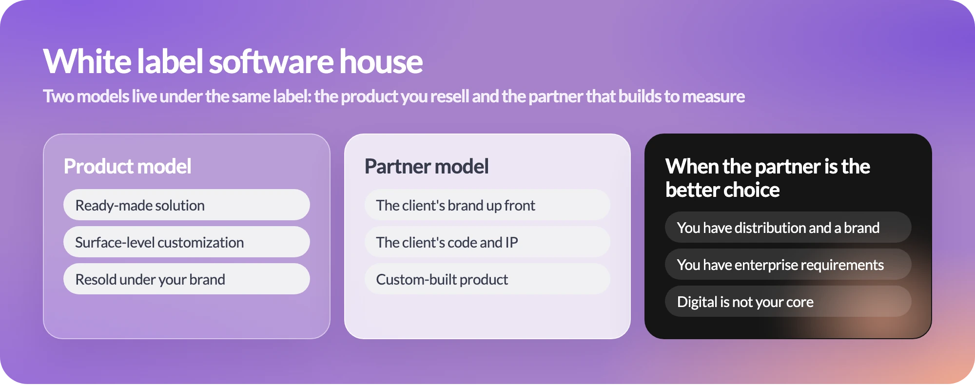 White label software house: the product model, the partner model and when the partner is the better choice