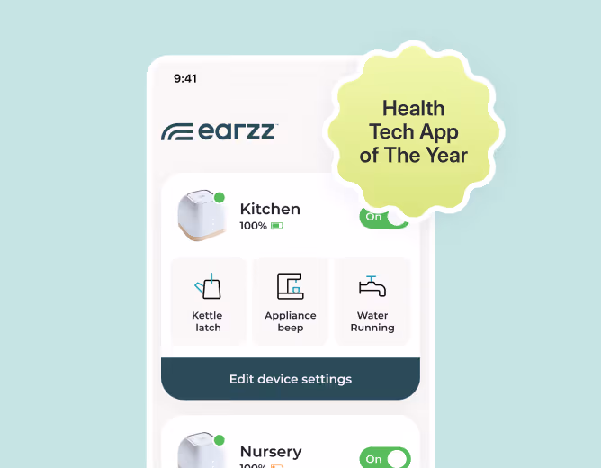 Mobile app interface designed for Earzz, an award-winning health technology platform.