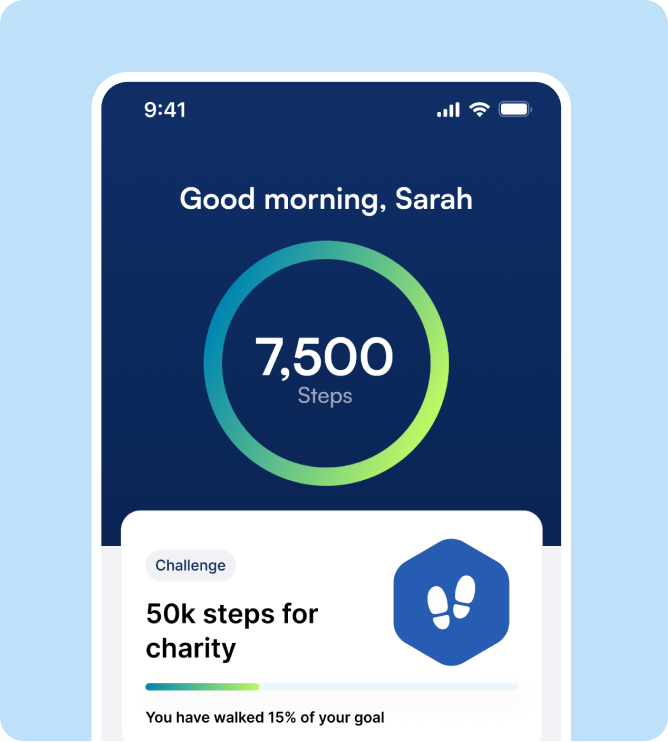 Fitness app dashboard designed to help users track activity, health goals and daily progress.