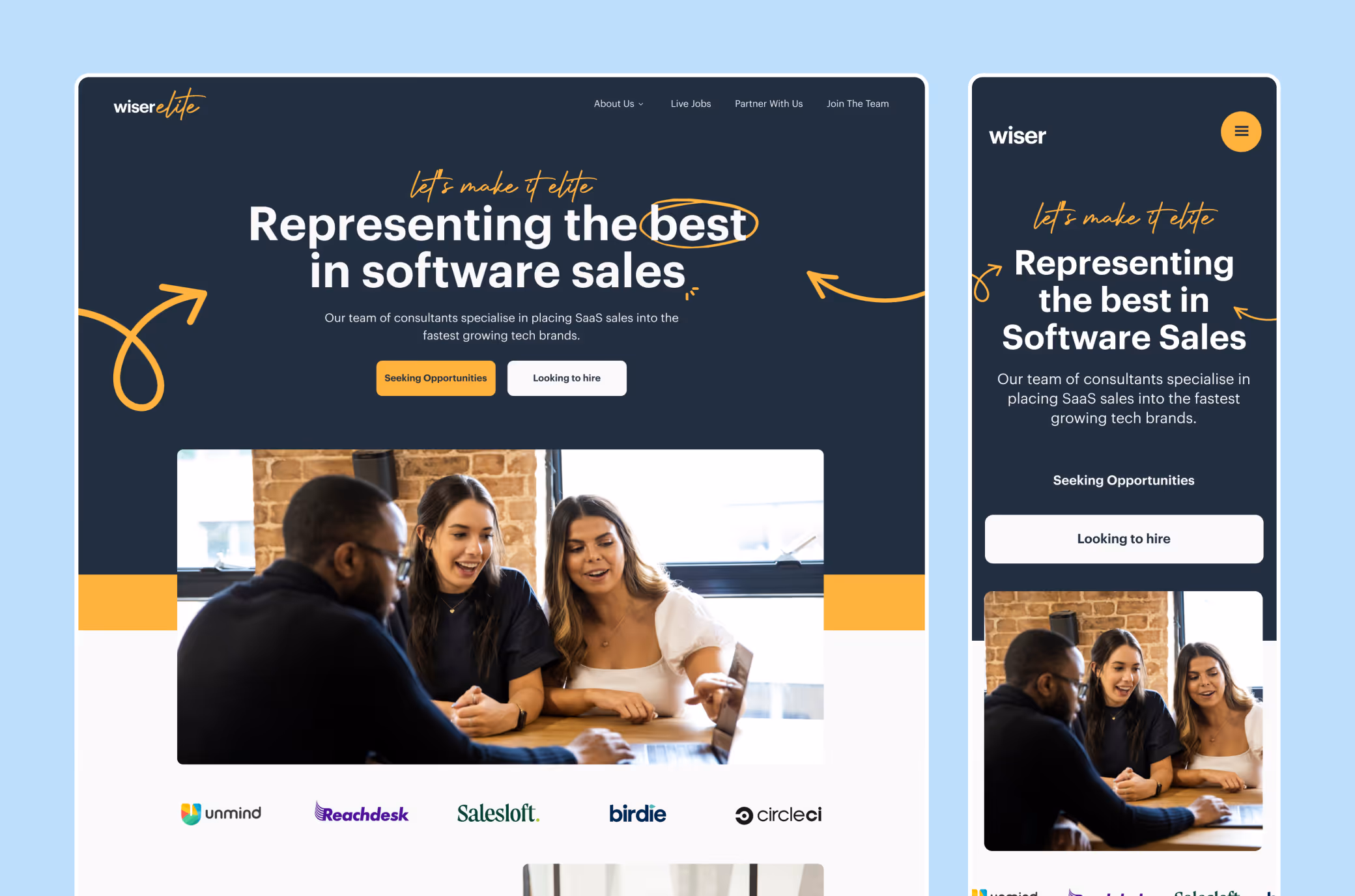 Website redesign for wiser elite recruitment