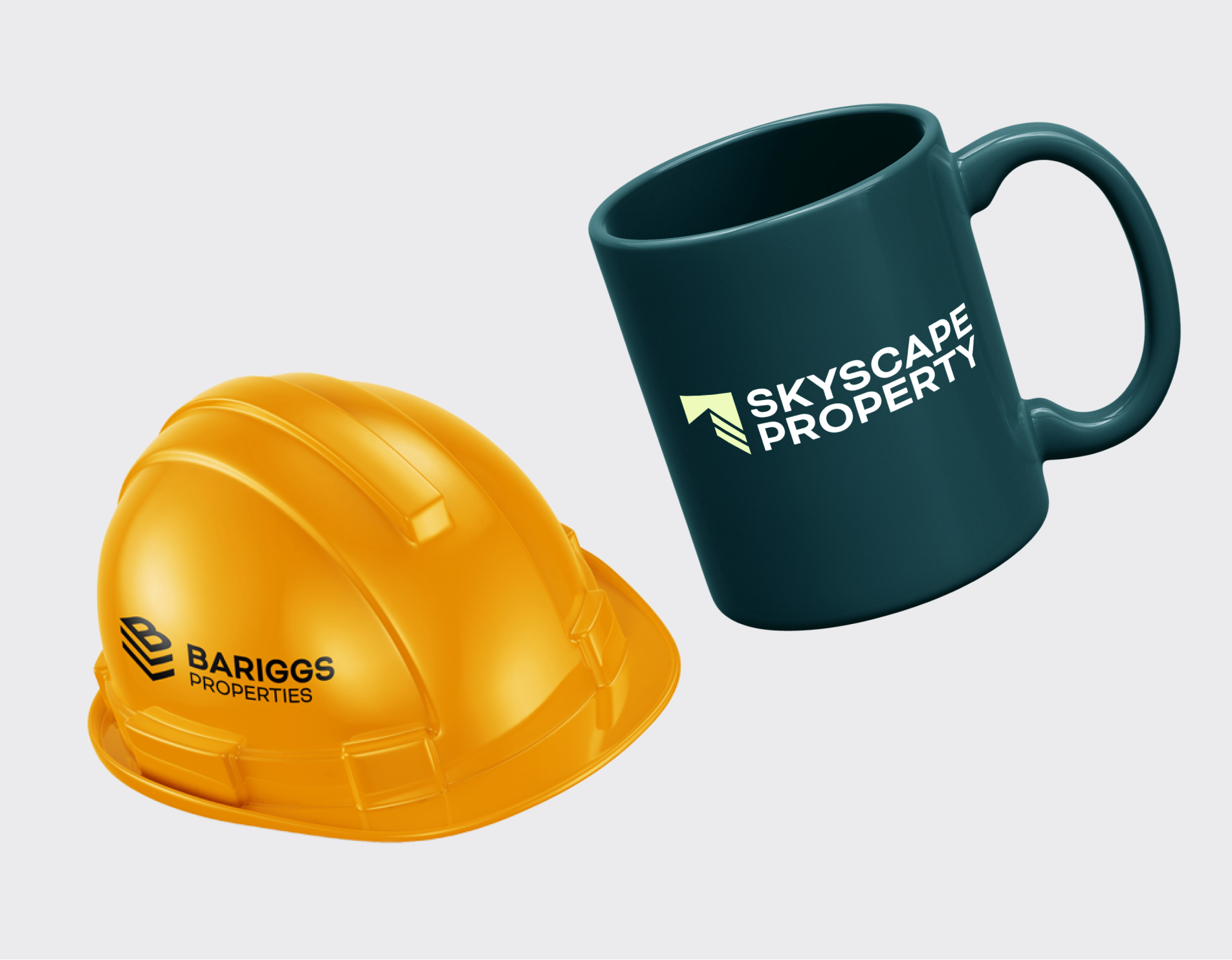 Brand identity mockups demonstrating how logos can be applied across merchandise and promotional materials.