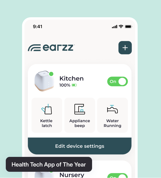Mobile app interface designed for Earzz, an award-winning health technology platform.